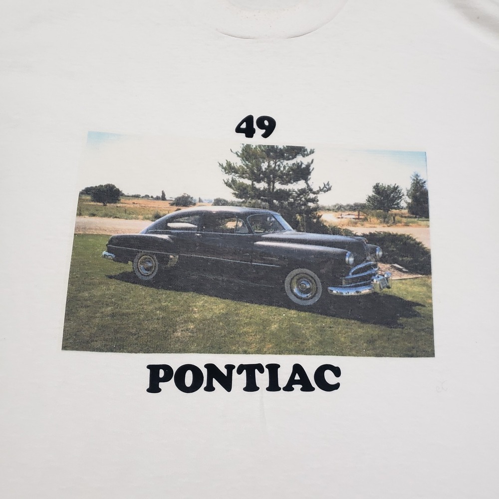 VTG‎ Fruit Of The Loom Shirt Mens XL White Single Stitch Car Short Sleeve